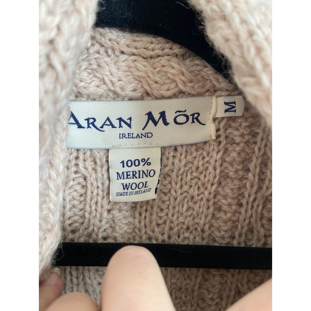 Aran Mór Ireland Cable Knit Merino Wool Chunky Cardigan Sweater Shawl Collar M‎ - Picture 3 of 7